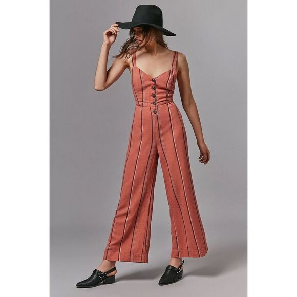 Urban Outfitters Ashley Buttoned Tie-Back Jumpsuit Size S - Picture 1 of 9